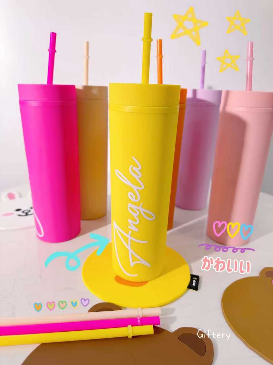 馬卡龍色水杯450ml(可客制化文字)