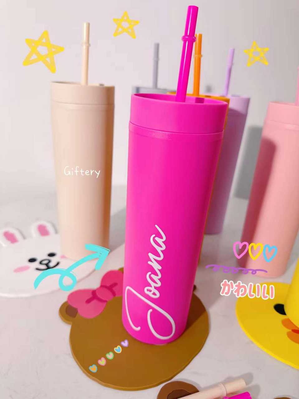 馬卡龍色水杯450ml(可客制化文字)